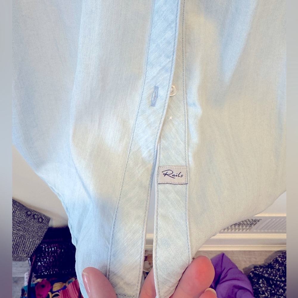 Rails Carter Denim Button Down Light Vintage Wash Women L - Picture 3 of 6